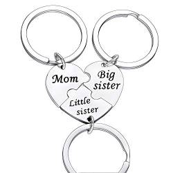 BESPMOSP 3 x Schlüsselanhänger mit der Aufschrift „Mom Big Sis Little Sis“ für Mütter und Töchter als Muttertagsgeschenk von BESPMOSP