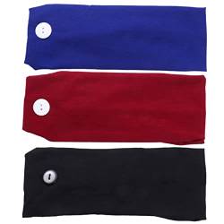 BESPORTBLE 3 Stück Ohrhalter-Stirnband Mit Knopf Ohr-Stirnband Elastische Haarbänder Farbige Bandanas Damen-Haar-Accessoires Lauf-Haarband Buntes Stirnband Sport-Wickelschal von BESPORTBLE