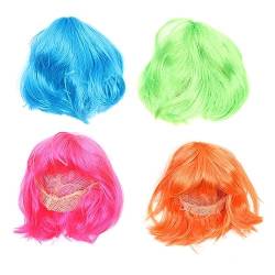 BESPORTBLE 4 Stück Neonblaue Crazy-hair-perücke Packung Perücken Kurze Blaue Perücke Perücken Kurze Haare Cosplay Perücken Für Maskerade Sonnenbrille Hochtemperaturdraht Abschlussball von BESPORTBLE