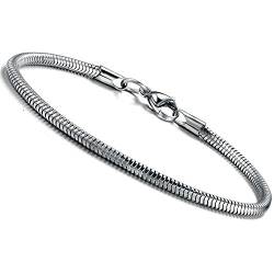 BESTEEL 3 MM Edelstahl Armband Schlangenkette für Damen Herren Armband Trägerelemente Bead Charms 21,5 cm von BESTEEL