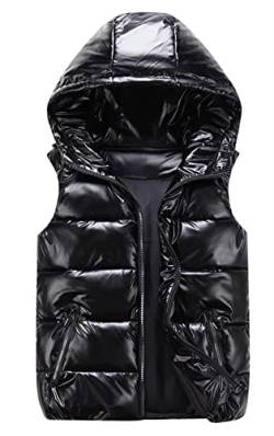 BESTORI Herren Steppweste Weste mit Kapuze Sportweste Leicht Winter Ärmellos Jacke Outdoor mit Reißverschluss Schwarz, L von BESTORI