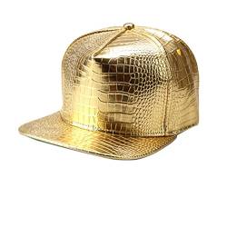 BESTOYARD Snapback Caps PU-Leder Hip-Hop Baseball Mütze Kappe verstellbare Baseballcap Unisex (Gold) von BESTOYARD