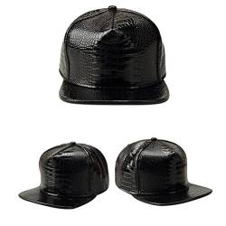 BESTOYARD Snapback Caps PU-Leder Hip-Hop Baseball Mütze Kappe verstellbare Baseballcap Unisex (Schwarz) von BESTOYARD