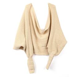 BESTOYARD Winter Warm Gestrickte Schal mit Ärmeln, Mode Poncho Schal mit Ärmel für Damen (Beige) von BESTOYARD