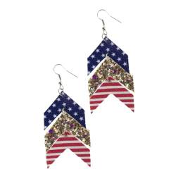BESTYASH 1 Paar Flag-Streifen-Ohrringe Amerika-Flagge Leder baumeln Ohrringe Rot Damen Ohrringe Frauen, die Ohrringe tragen weibliche Hänger Europäisch und amerikanisch schmücken Anhänger von BESTYASH