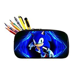 Sonic Federmäppchen, Hedgehog Mäppchen Reißverschluss Tasche Federtasche Stiftetaschen Beutelhalter Federmäppchen Aufbewahrungstasche Kinder Große Kapazität Pencil Case für Kinder Office Schulbedarf von BESTZY