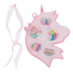 BESTonZON 1 Schachtel Niedlicher Ring Für Kinder Einhorn-cupcake-ringe Kinder Spielen Ringe-set Schmuckringe Für Kinder Einhorn Verstellbare Ringe Kleinkind 5-teiliges Set Plastik Karikatur von BESTonZON