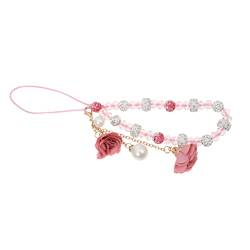 BESTonZON 1stk Handy Rutschfestes Armband Telefonschlaufe Anti-verlorene Handschlaufe Handy-armband-anhänger Handyanhänger Aus Perlen Handy Riemen Rosa Charme Kristall Kameragurt Fräulein von BESTonZON