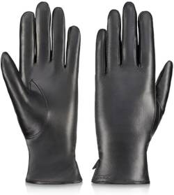 BETLEWSKI - Damen Handschuhe aus Schafsleder gefüttert - Warme Lederhandschuhe für Damen in Schwarz mit Futter - klassische Winterhandschuhe mit weichem Innenfutter Modell- Sophia - M von BETLEWSKI