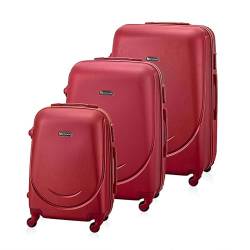 BETLEWSKI - Hartschalen Koffer-Set - Reisekoffer mit 4 Rollen - Leicht Hartschalenkoffer ABS Rollkoffer mit Schloss - Modell Universe - Koffer XL-76 cm L-66 cm M-55 cm - Rot von BETLEWSKI