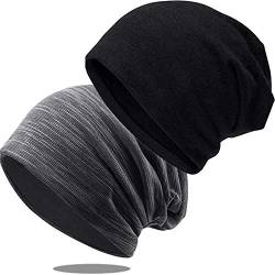 BETOY 2 Stücke Mütze Strickmützen Beanie Cap Schal für Herren Damen Winddicht Warm Sport, Schwarz Grau von BETOY