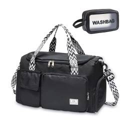 Kleine Sporttasche für Damen, Reisetasche, Handgepäck, Wochenendtasche mit Schuhfach, 33#schwarz, Turnbeutel und Kulturbeutel von BEULPTN