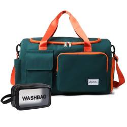 Kleine Sporttasche für Damen, Reisetasche, Handgepäck, Wochenendtasche mit Schuhfach, 36#Grün / Orange, Turnbeutel und Kulturbeutel von BEULPTN