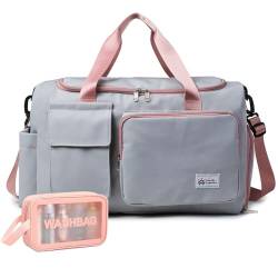 Kleine Sporttasche für Damen, Reisetasche, Handgepäck, Wochenendtasche mit Schuhfach, 40#grauer Reißverschluss, Turnbeutel und Kulturbeutel von BEULPTN