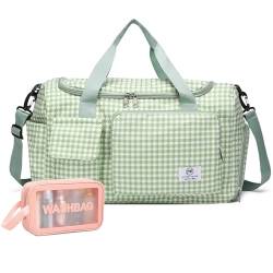 Kleine Sporttasche für Damen, Reisetasche, Handgepäck, Wochenendtasche mit Schuhfach, 41#Hellgrün, Turnbeutel und Kulturbeutel von BEULPTN