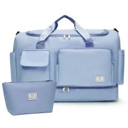 Kleine Sporttasche für Damen, Reisetasche, Handgepäck, Wochenendtasche mit Schuhfach, A8#Himmelblau, Weekender Bag & Kulturbeutel von BEULPTN