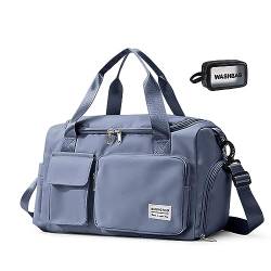 Kleine Sporttasche für Damen, Reisetasche, Handgepäck, Wochenendtasche mit Schuhfach, Blau, Gym Bag & Toiletry Bag, Turnbeutel und Kulturbeutel von BEULPTN