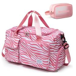 Kleine Sporttasche für Damen, Reisetasche, Handgepäck, Wochenendtasche mit Schuhfach, Z1#Red Zebra, Turnbeutel und Kulturbeutel von BEULPTN