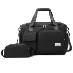 Kleine Sporttasche für Damen, Reisetasche mit Schuhfach, B6#Schwarz, Weekender Tasche&Kulturbeutel von BEULPTN