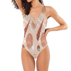 BEUSS Muschel Rosa Muschelkarikatur Badeanzug Damen Badeanzüge Einteilier Bademode Sportlich Schwimmanzug Monokini für Mädchen von BEUSS