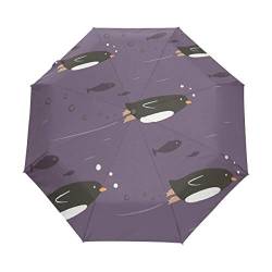 Schwimmender Pinguin Regenschirm Auf-Zu Automatik UV-Schutz Taschenschirm Winddichter Umbrella Klein Leicht Schirm Kompakt Schirme für Jungen Mädchen Reise Strand Frauen von BEUSS