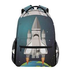 White Grey Earth Rakete Studentenrucksack Kinderrucksack Büchertasche Schülerrucksack mit Laptop Rucksäcke für die Reise Teen Mädchen Jungs von BEUSS