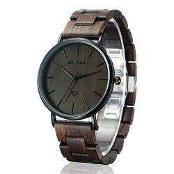 BEWELL Handgemachte Hölzerne Paar Armbanduhr Mode Minimalistisch Schlank Analog Quarzuhr für Männer Frauen W163A von BEWELL