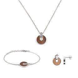BEWELL Holz Schmuck Set Halskette Armband Dangle Creolen Ohrringe für Frauen Holzschmuck Damen von BEWELL