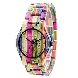 Bewell Holz Armbanduhr, die Colorful Bambus Quarz Analog Uhren von BEWELL