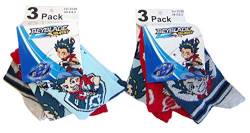 Beyblade Burst Let it Rip! Socken blau, rot, dunkelblau/grau mit verschiedenen Motiven von Valt und Shu, für Kinder, Jungen als 6er Pack (23/26) von BEYBLADE