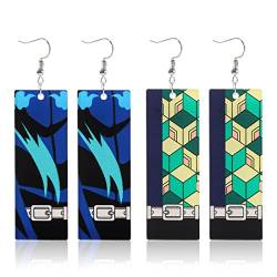 2 Paar Anime Ohrringe, Anime Earrings, Acryl Ohrring, Cosplay Anime Ohrringe, Anime Acryl Tropfen Ohrringe, Cosplay Ohrringe, Demon Slayer Ohrringe, Anime Cosplay Ohrringe Kamado Tanjirou Ohrring Stud von BEYEQCEZ