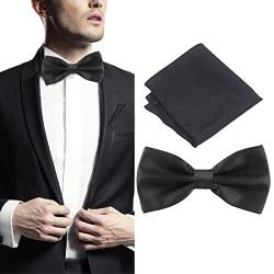 Herren Fliege Einstecktuch Set, vorgebunden Schleife für Anzug Smoking Hemd usw, Fliege mit Einstecktuch fur Herren Einfarbig Einstellbar Smoking Fliege fur Hochzeit, Party von BEYEQCEZ