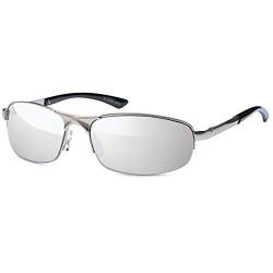BEZLIT Herren Sonnenbrille Sport Rad Brille Biker Rund Oval 80er Nerd Brillen 479 Silber/Verspiegelt von BEZLIT
