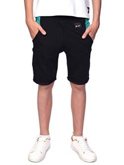 BEZLIT Kinder Jungen Shorts Kurze-Hose Bermuda Capri-Short Hosen Strech 30069 Schwarz-Grün 164 von BEZLIT