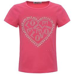 BEZLIT Mädchen Kinder Glitzer T-Shirt Oberteil Herz Kunst-Perlen 22540 Pink 128 von BEZLIT
