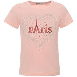 BEZLIT Mädchen T-Shirt Glitzer Herz Paris Kunst-Perlen Oberteil 22550 Rosa 128 von BEZLIT