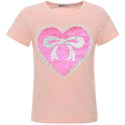 BEZLIT Mädchen Wende-Pailletten Herz Schleife T-Shirt Outfit Oberteile 22534 Rosa Größe 140 von BEZLIT