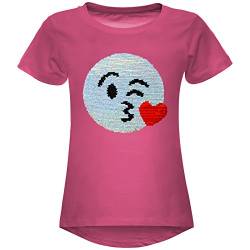BEZLIT Mädchen Wende-Pailletten Stretch T-Shirt Smile-Motiv 22606 Pink Größe 104 von BEZLIT