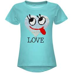 BEZLIT Mädchen Wende-Pailletten T-Shirt Herz Love Motiv 22605 Grün Größe 116 von BEZLIT