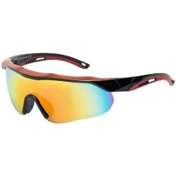 BEZLIT Sport Sonnen Brillen Biker Herren Damen Verspiegelt 30581 Rot/Gelb/Blau von BEZLIT