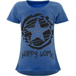 BEZLIT Stern-Print Mädchen Kinder T-Shirt Kunst-Perlen Kurzarm Shirt 22158 Blau Größe 128 von BEZLIT