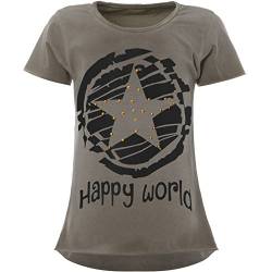 BEZLIT Stern-Print Mädchen Kinder T-Shirt Kunst-Perlen Kurzarm Shirt 22158 Grau Größe 128 von BEZLIT