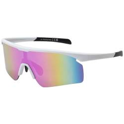 BEZLIT Unisex Sonnenbrillen Bikerbrille Sonnenbrille Damen Flieger verspiegelt Rosa/Gelb/Blau-Weiß von BEZLIT