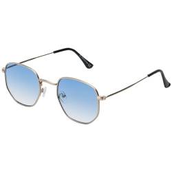 Damen Herren Sonnen Brille Eckige Piloten Form Metallrahmen 30561 (Blau) von BEZLIT
