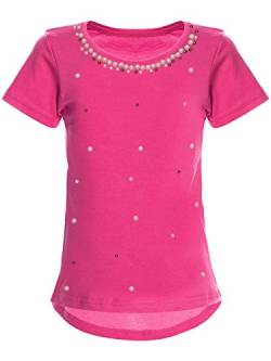 Mädchen Blusen Shirt Kunst-Perlen Kurz-Arm 22588 Pink, Herstellergröße:164 von BEZLIT