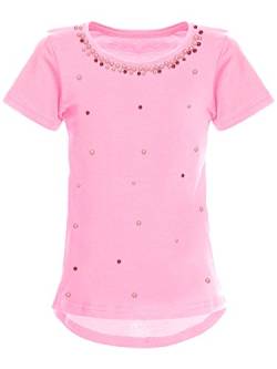 Mädchen Blusen Shirt Kunst-Perlen Kurz-Arm 22588 Rosa, Herstellergröße:104 von BEZLIT