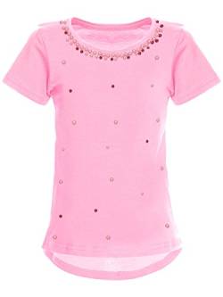 Mädchen Blusen Shirt Kunst-Perlen Kurz-Arm 22588 Rosa, Herstellergröße:164 von BEZLIT