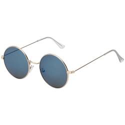 Sonnenbrille Rund Form Designer 70er Nerd Modern Urlaub Herren 30559 (Blau) von BEZLIT