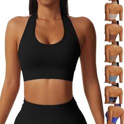 Neckholder Sport BH Damen Rückenfrei Super Push Up BH ohne Bügel Sexy Sport Bustier Damen Gepolstert Top Soft Yoga Backless Bra für Workout Fitness von BFACCIA