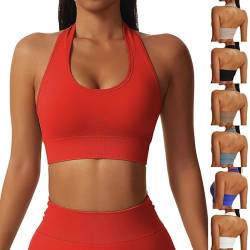 Neckholder Sport BH Damen Rückenfrei Super Push Up BH ohne Bügel Sexy Sport Bustier Damen Gepolstert Top Soft Yoga Backless Bra für Workout Fitness von BFACCIA